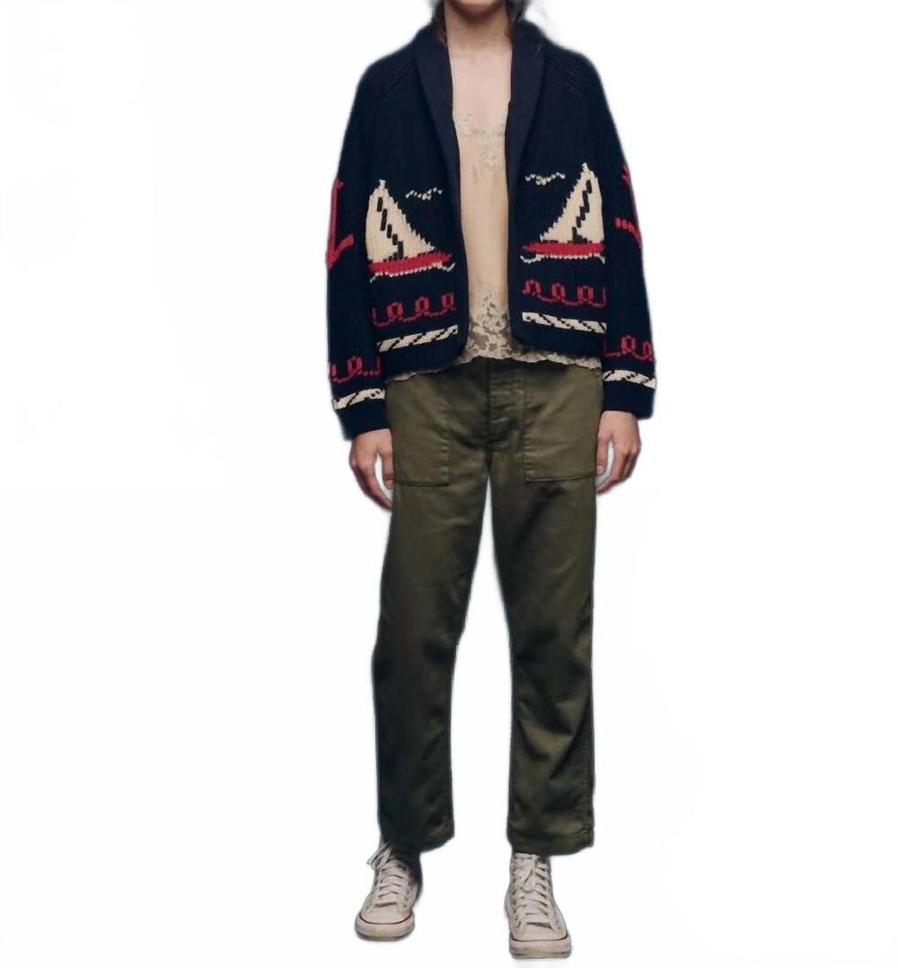 NEW THE GREAT. sailboat open front cardigan in dark navy